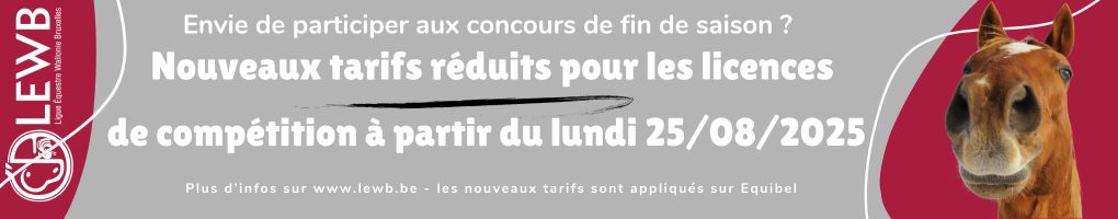 Tarifs réduits licences compétition LEWB 25-08-2025
