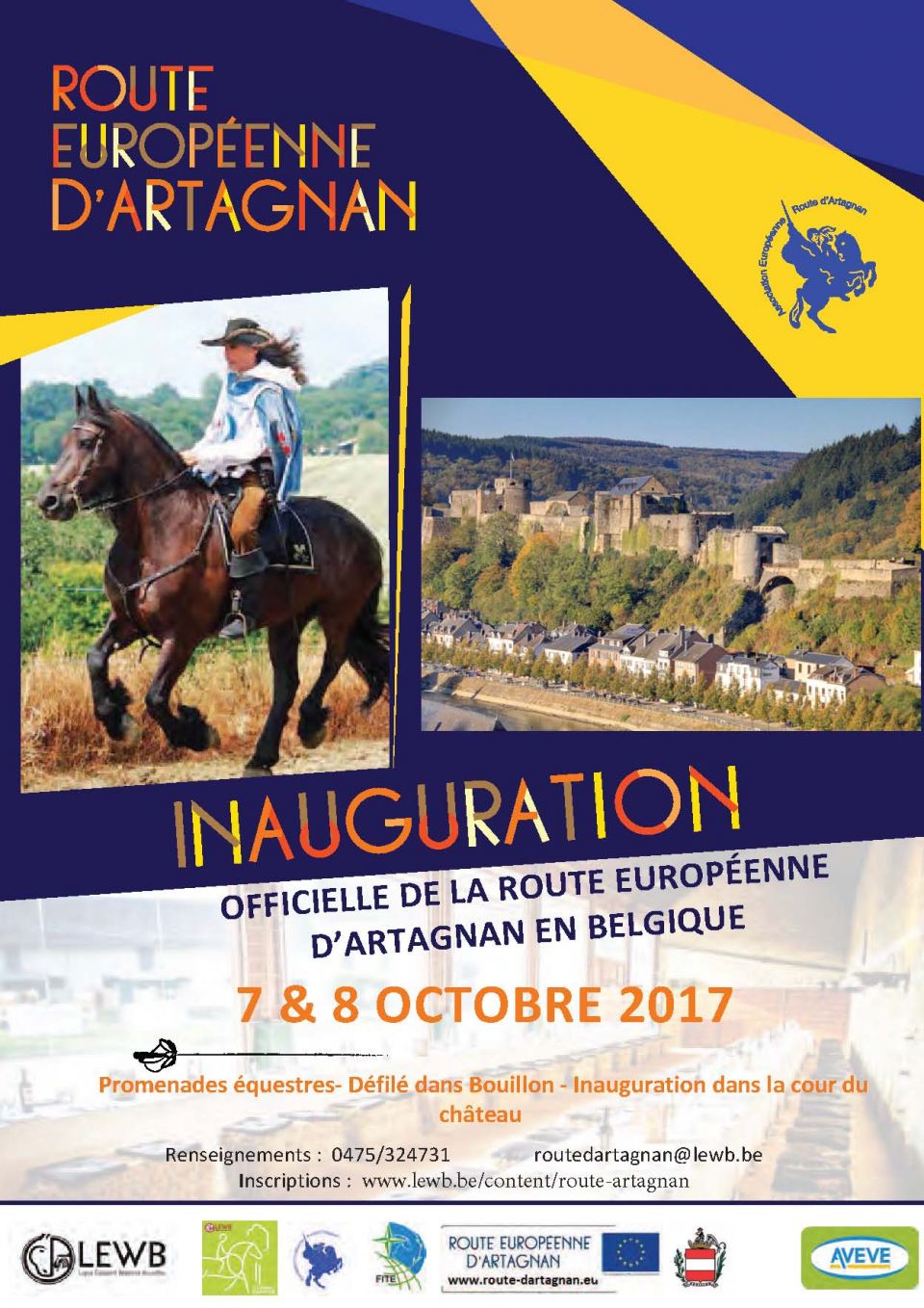 Inauguration de la Route d'Artagnan en Belgique les 7 et 8 octobre 2017 à Bouillon