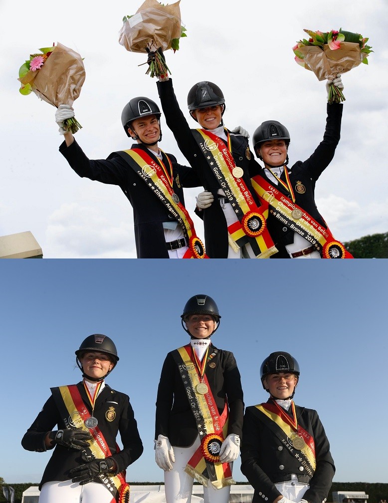 Charlotte Defalque (1ère U25) & Clara Collard (2ème Poney) - Ch B Dressage Hulsterlo 2019