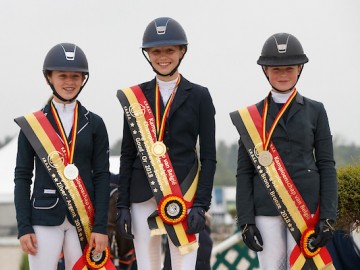 Le podium du championnat de Belgique Children, avec Louise Ameeuw à la troisième place