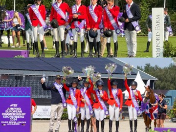 Les équipes belges young riders et children sur le podium des championnats d'Europe